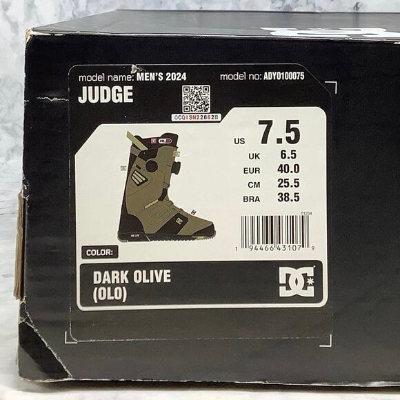 DC Men's Size 7.5 Dark Olive Judge 2024 Double Boa Ski Snowboard Boots L13-1 - Picture 9 of 10
